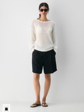 ARITZIA LITTLE MOON KASBAH LINEN SUMMER KNIT SWEATER SIZE MEDIUM IN OAK
